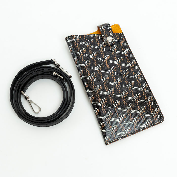 Goyard Black Goyardine Canvas Phone Holder