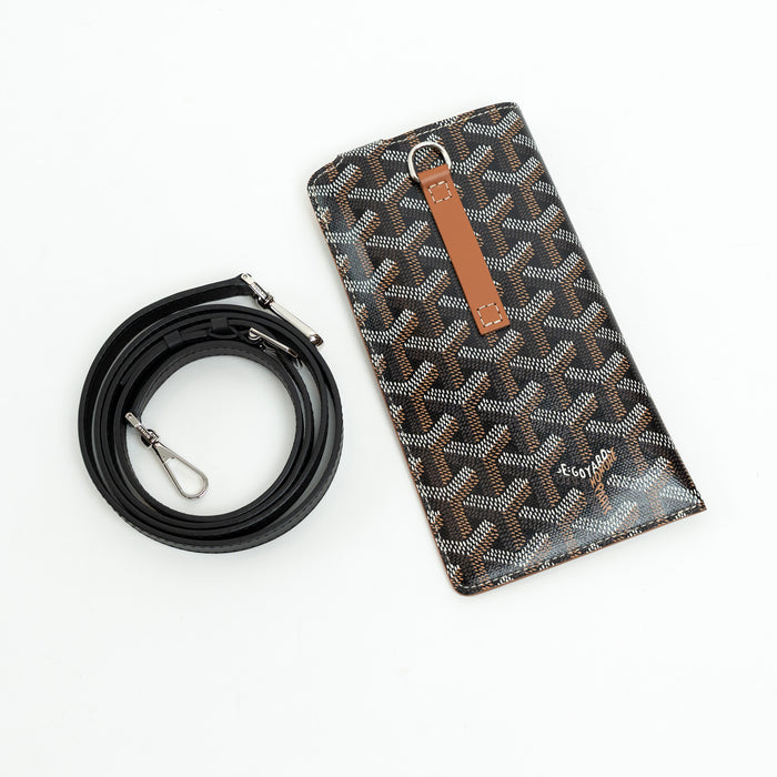 Goyard Black Goyardine Canvas Phone Holder