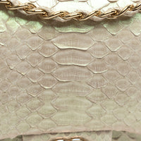 Pre-Loved Chanel™ Pearlescent Beige Python Leather Jumbo Classic Double Flap Bag