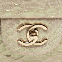 Pre-Loved Chanel™ Pearlescent Beige Python Leather Jumbo Classic Double Flap Bag