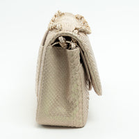 Pre-Loved Chanel™ Pearlescent Beige Python Leather Jumbo Classic Double Flap Bag