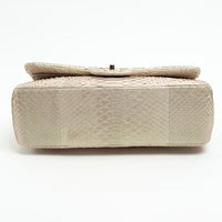 Pre-Loved Chanel™ Pearlescent Beige Python Leather Jumbo Classic Double Flap Bag