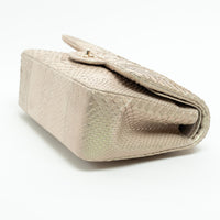 Pre-Loved Chanel™ Pearlescent Beige Python Leather Jumbo Classic Double Flap Bag