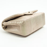 Pre-Loved Chanel™ Pearlescent Beige Python Leather Jumbo Classic Double Flap Bag