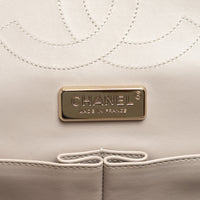 Pre-Loved Chanel™ Pearlescent Beige Python Leather Jumbo Classic Double Flap Bag