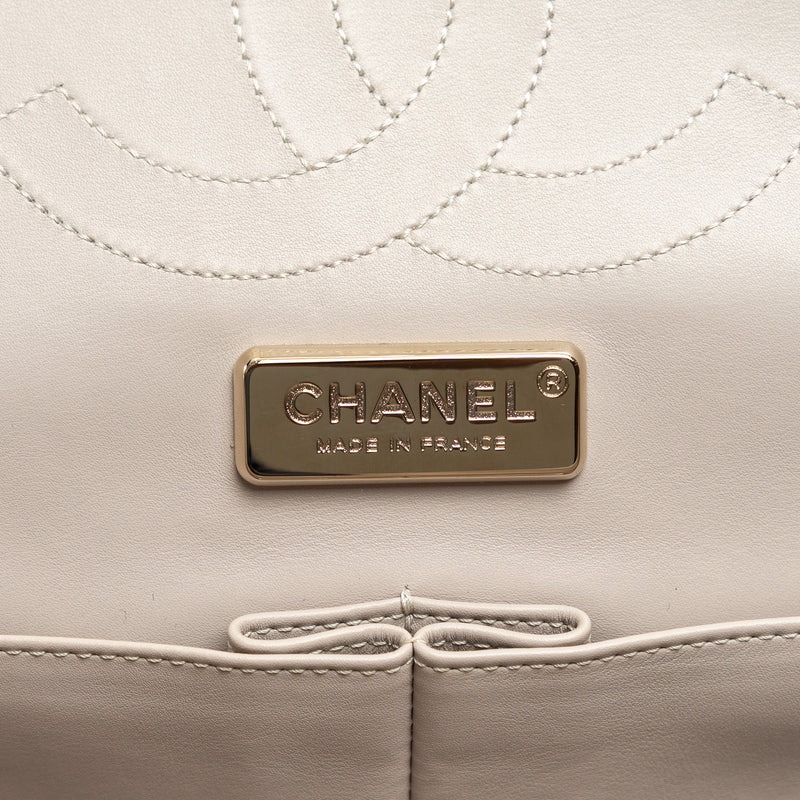 Pre-Loved Chanel™ Pearlescent Beige Python Leather Jumbo Classic Double Flap Bag