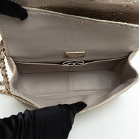 Pre-Loved Chanel™ Pearlescent Beige Python Leather Jumbo Classic Double Flap Bag