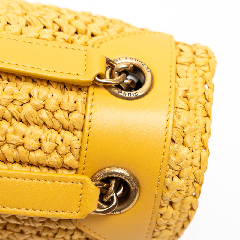 Saint Laurent Yellow Raffia Medium Nikki Shoulder Bag