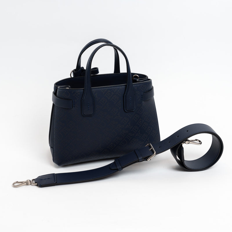 Burberry Navy Perforated Monogram Leather Handbag