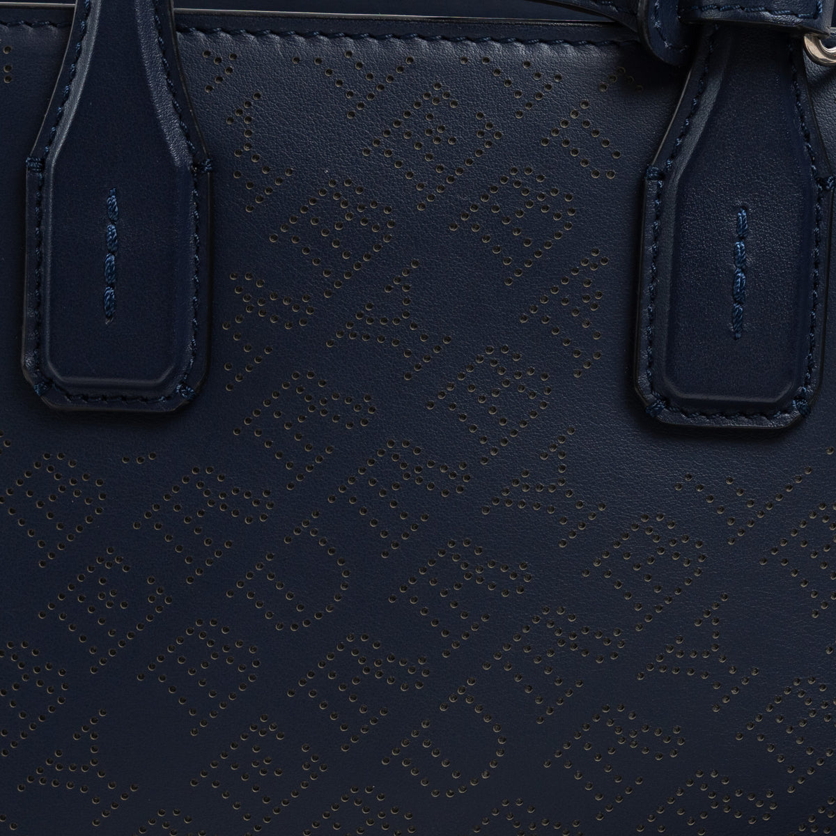 Burberry Navy Perforated Monogram Leather Handbag
