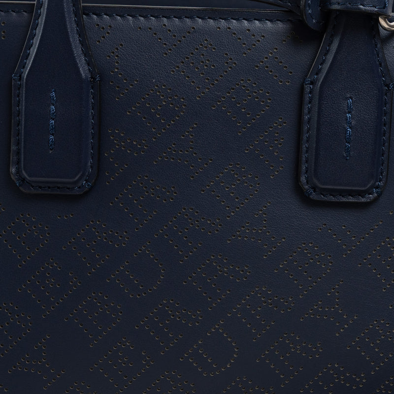 Burberry Navy Perforated Monogram Leather Handbag