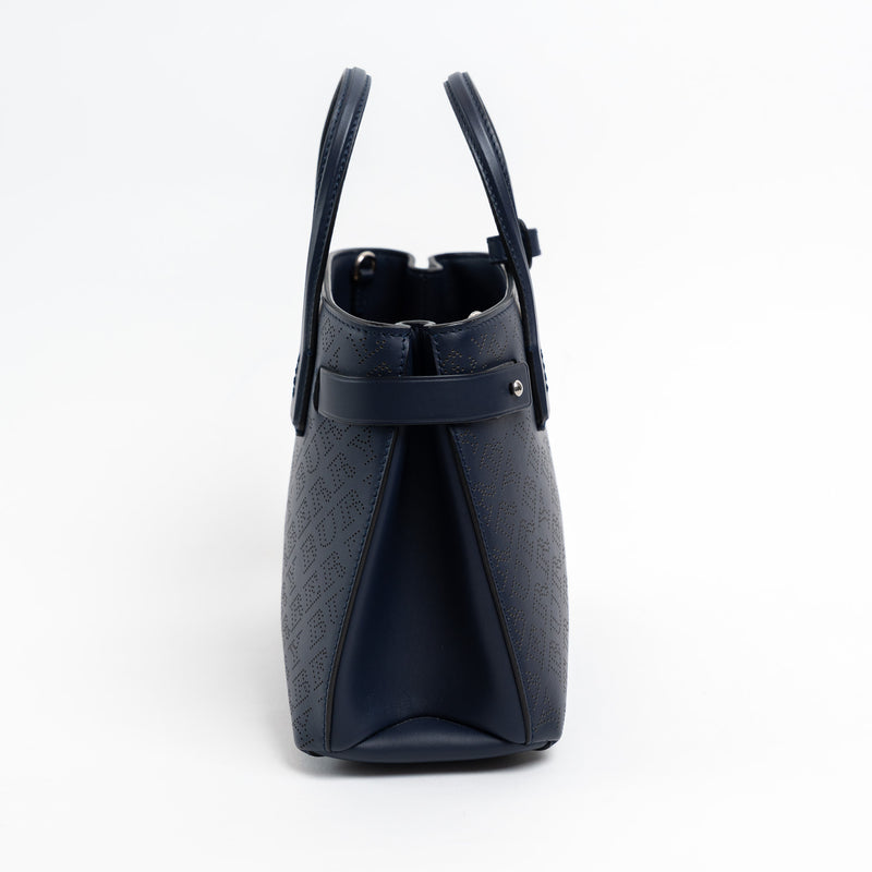 Burberry Navy Perforated Monogram Leather Handbag