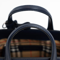 Burberry Navy Perforated Monogram Leather Handbag
