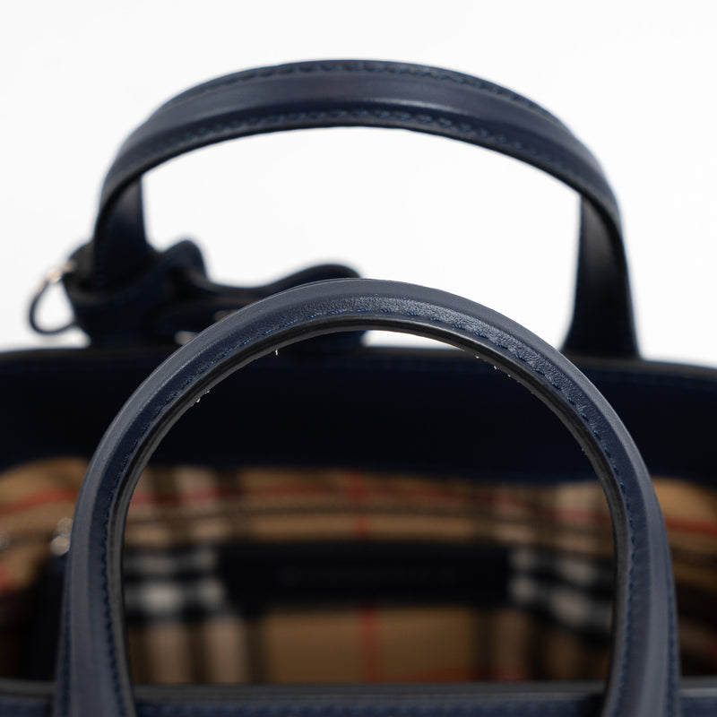 Burberry Navy Perforated Monogram Leather Handbag