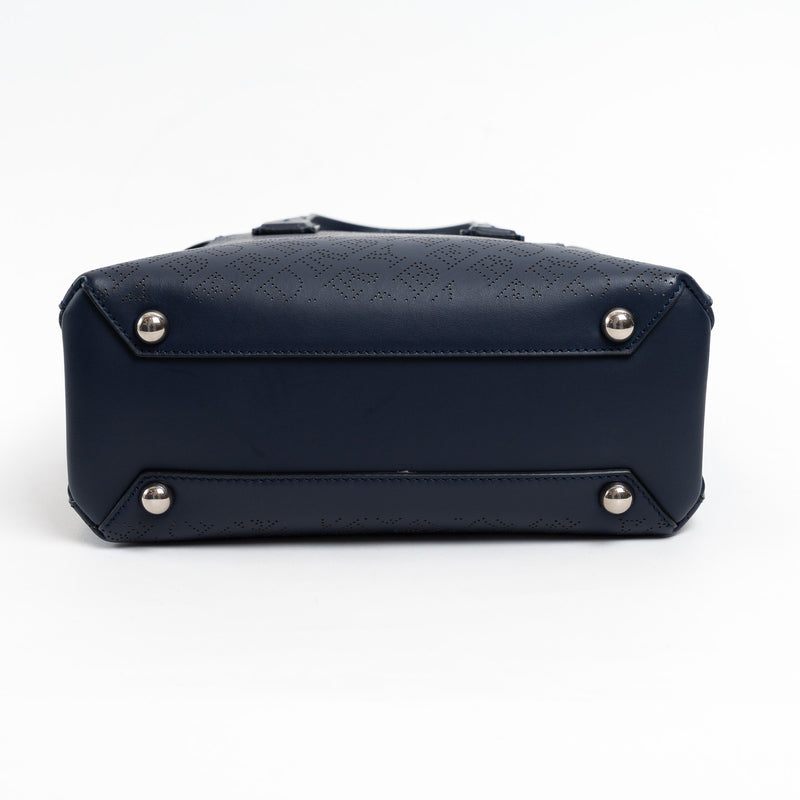 Burberry Navy Perforated Monogram Leather Handbag