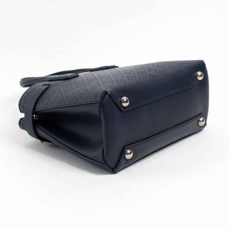 Burberry Navy Perforated Monogram Leather Handbag