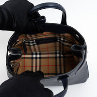 Burberry Navy Perforated Monogram Leather Handbag