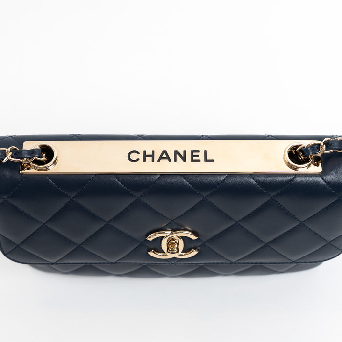 Pre-Loved Chanel™ Navy Calfskin Leather Small Trendy CC Flap Bag