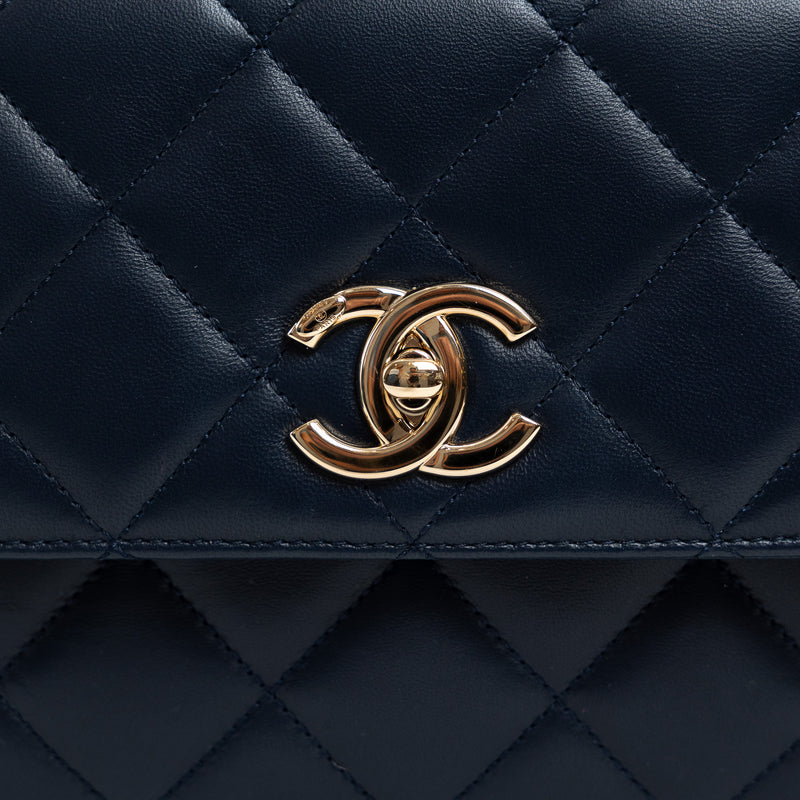 Pre-Loved Chanel™ Navy Calfskin Leather Small Trendy CC Flap Bag
