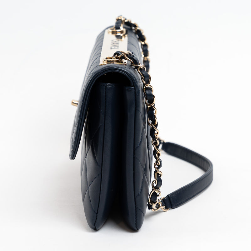 Pre-Loved Chanel™ Navy Calfskin Leather Small Trendy CC Flap Bag