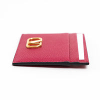Valentino Magenta Grained Leather V Logo Cardholder