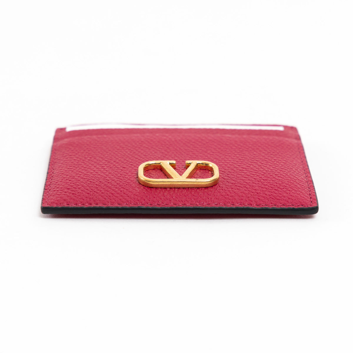 Valentino Magenta Grained Leather V Logo Cardholder