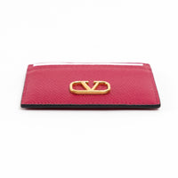 Valentino Magenta Grained Leather V Logo Cardholder