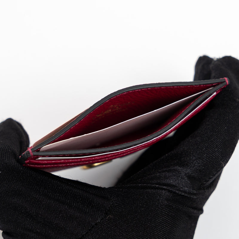 Valentino Magenta Grained Leather V Logo Cardholder