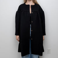 Chloe Black Cotton Long Overcoat Size 38