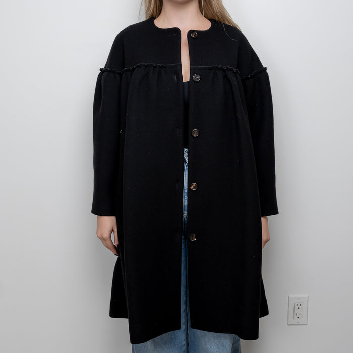 Chloe Black Cotton Long Overcoat Size 38