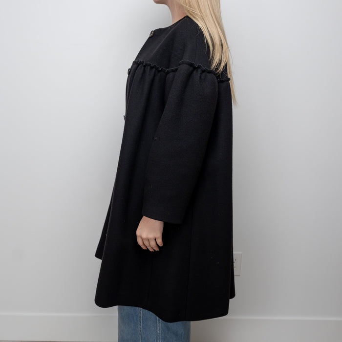 Chloe Black Cotton Long Overcoat Size 38