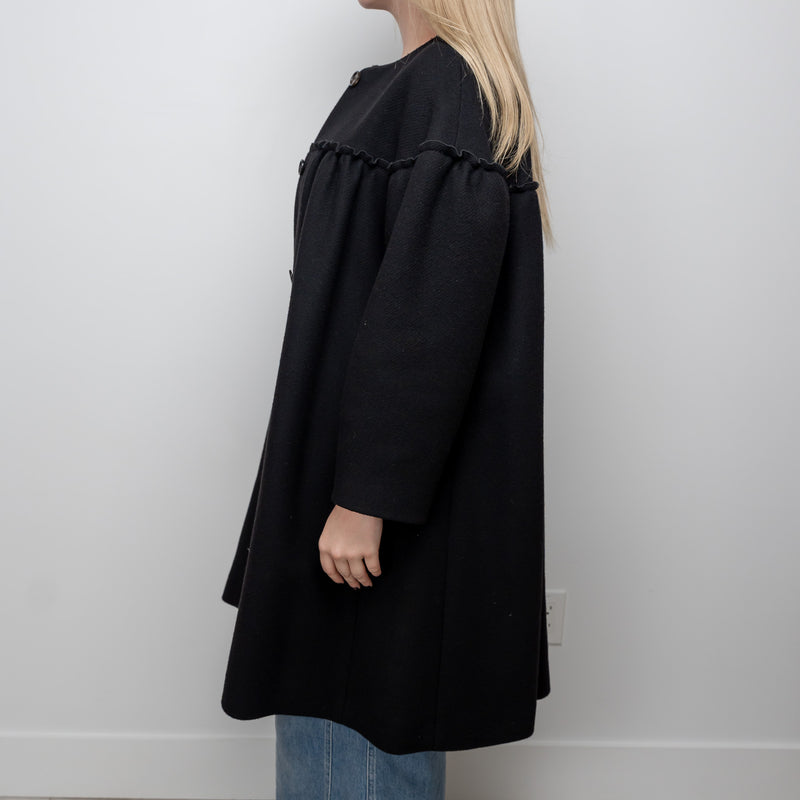 Chloe Black Cotton Long Overcoat Size 38
