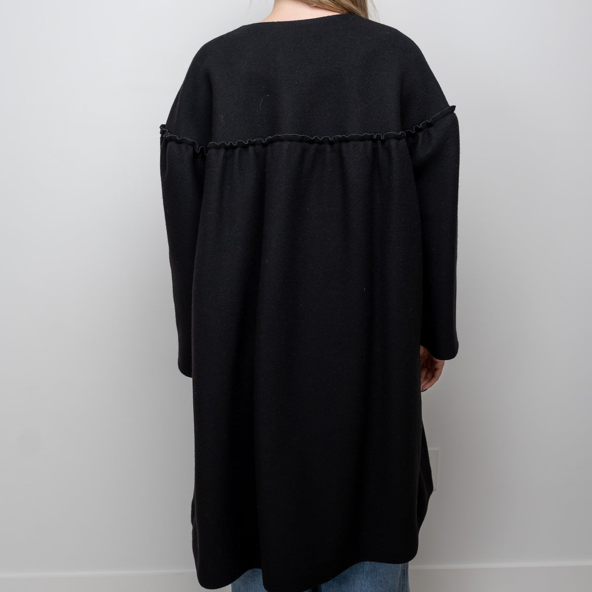 Chloe Black Cotton Long Overcoat Size 38