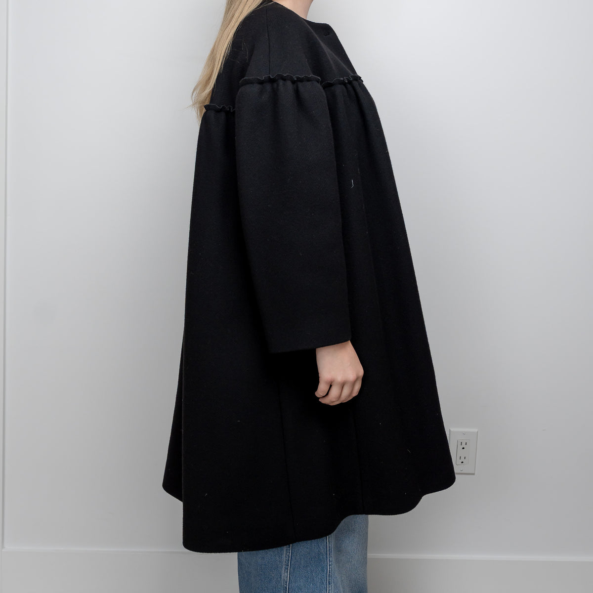 Chloe Black Cotton Long Overcoat Size 38