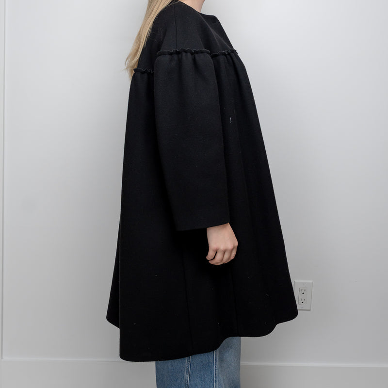 Chloe Black Cotton Long Overcoat Size 38