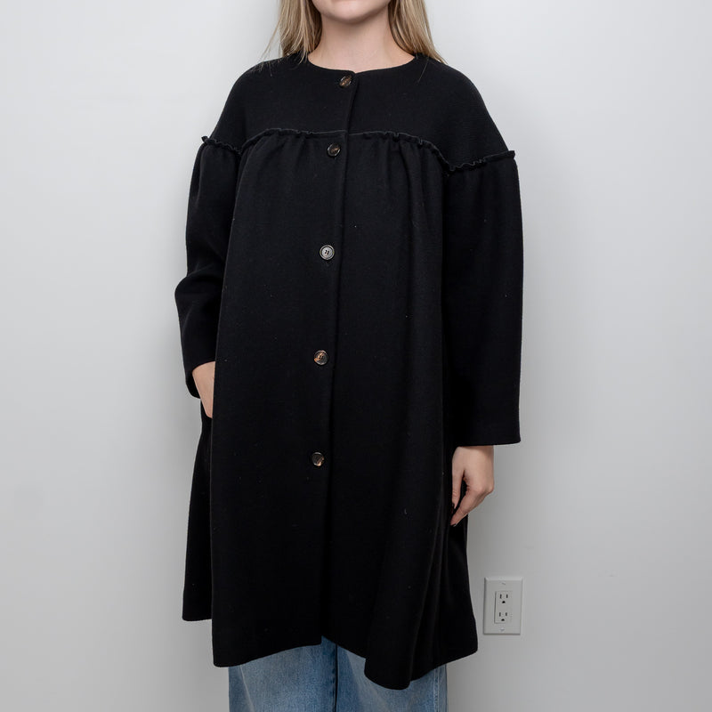 Chloe Black Cotton Long Overcoat Size 38