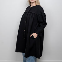 Chloe Black Cotton Long Overcoat Size 38