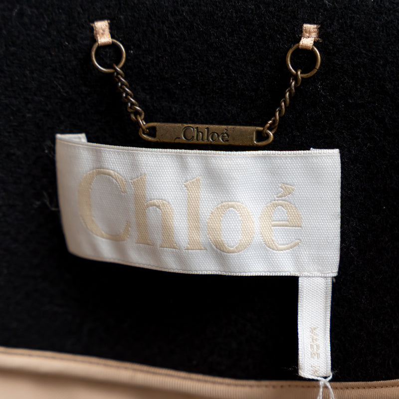 Chloe Black Cotton Long Overcoat Size 38