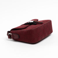 Gucci Burgundy GG Monogram Shadow Canvas Messenger Flap Bag