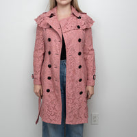 Burberry Pink Floral Lace Trench Coat Size 6