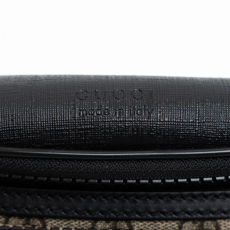 Gucci GG Monogram Canvas and Black Leather Bum Bag
