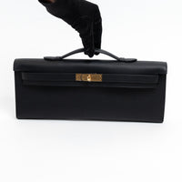 Hermes Black Swift Leather Kelly Cut Clutch