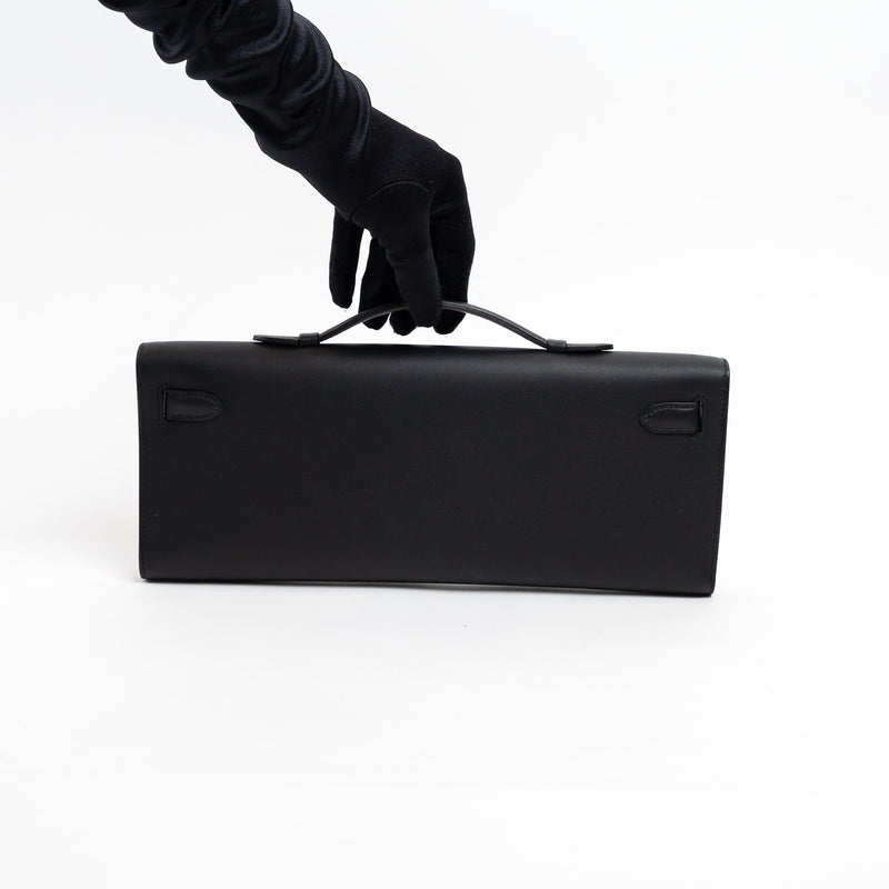 Hermes Black Swift Leather Kelly Cut Clutch