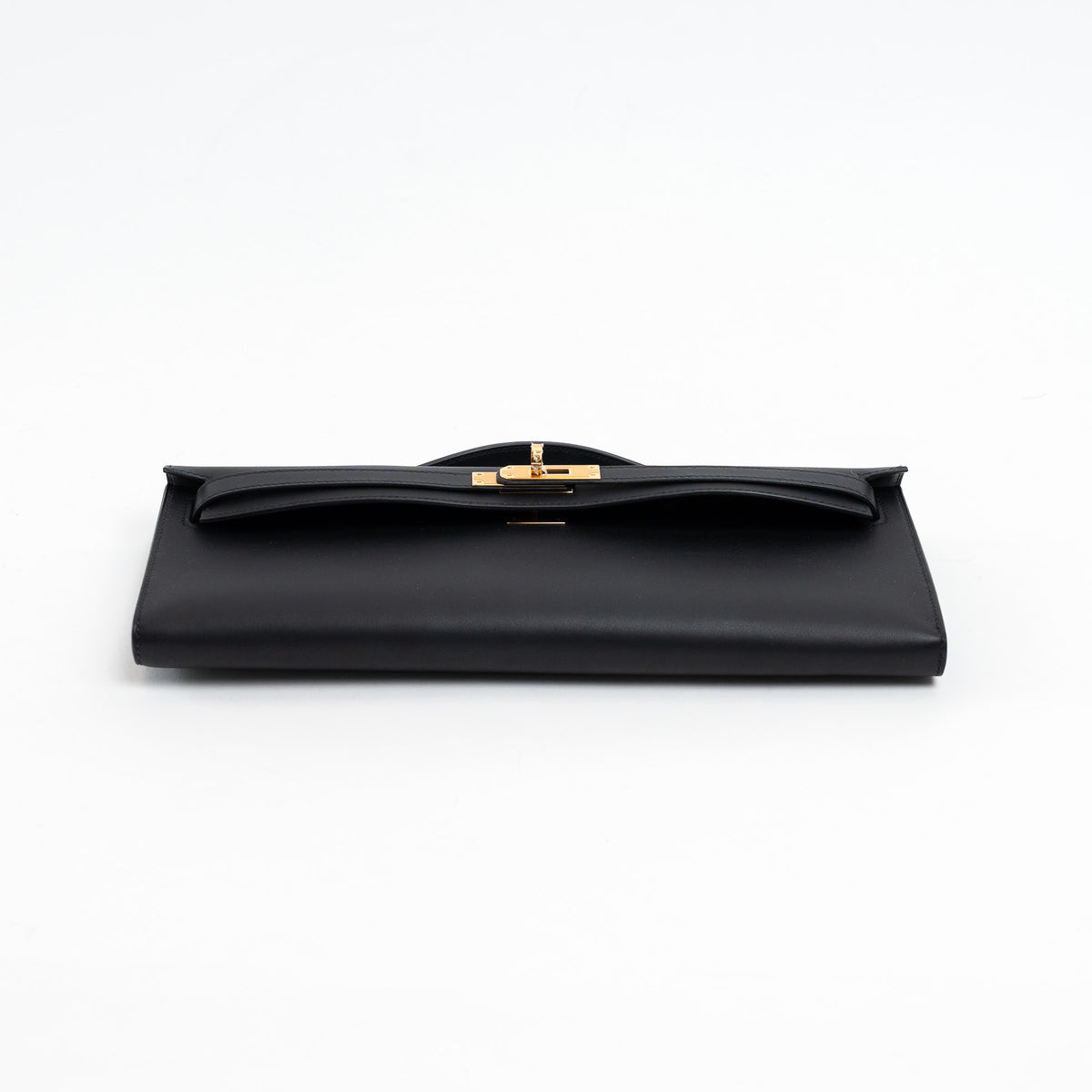 Hermes Black Swift Leather Kelly Cut Clutch