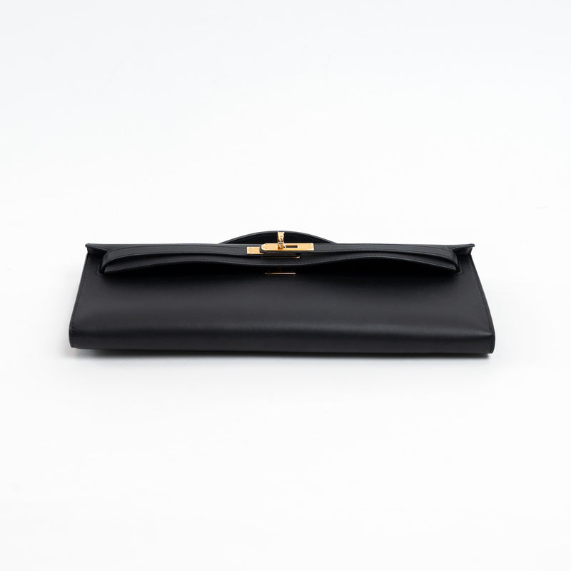 Hermes Black Swift Leather Kelly Cut Clutch