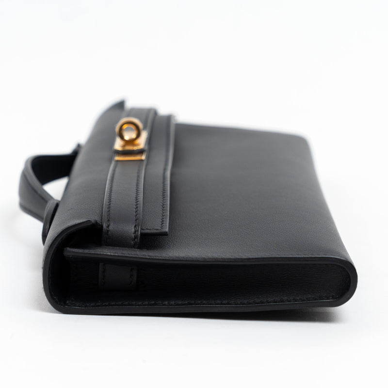 Hermes Black Swift Leather Kelly Cut Clutch