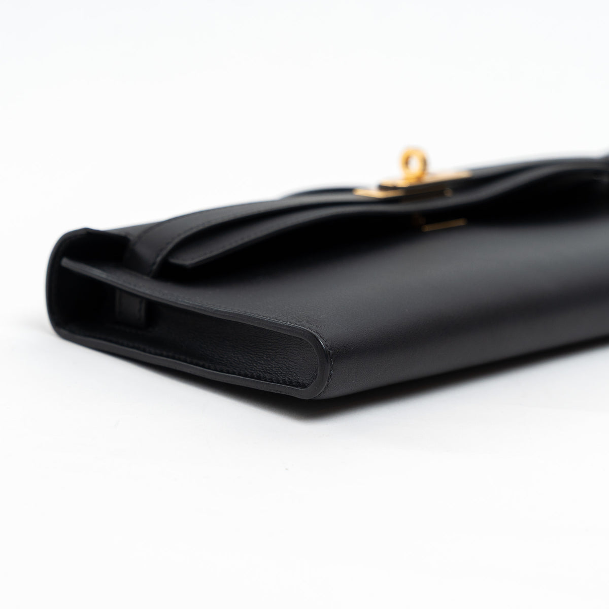 Hermes Black Swift Leather Kelly Cut Clutch