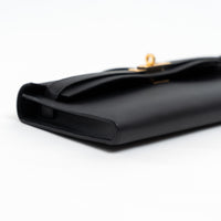 Hermes Black Swift Leather Kelly Cut Clutch