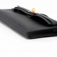 Hermes Black Swift Leather Kelly Cut Clutch