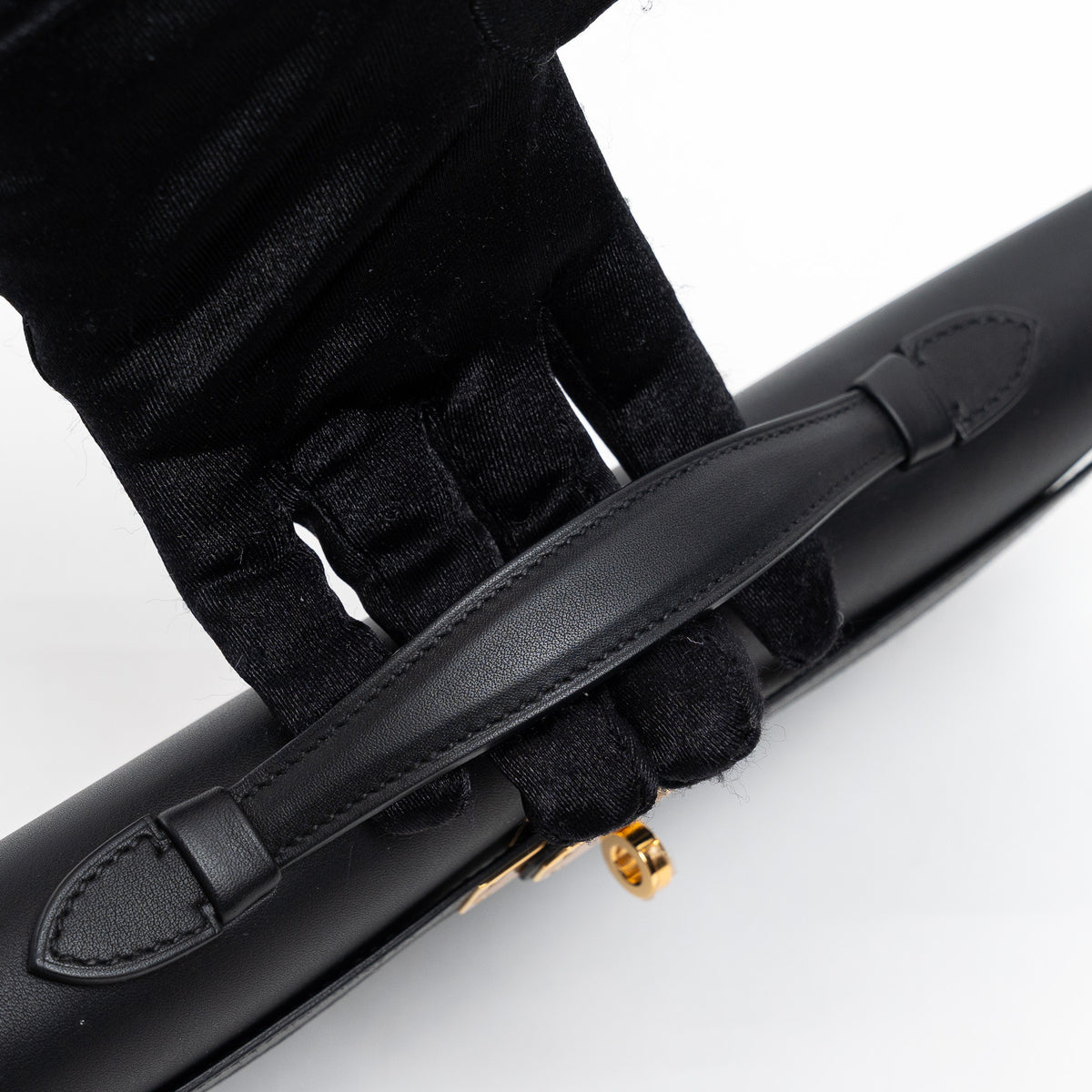 Hermes Black Swift Leather Kelly Cut Clutch